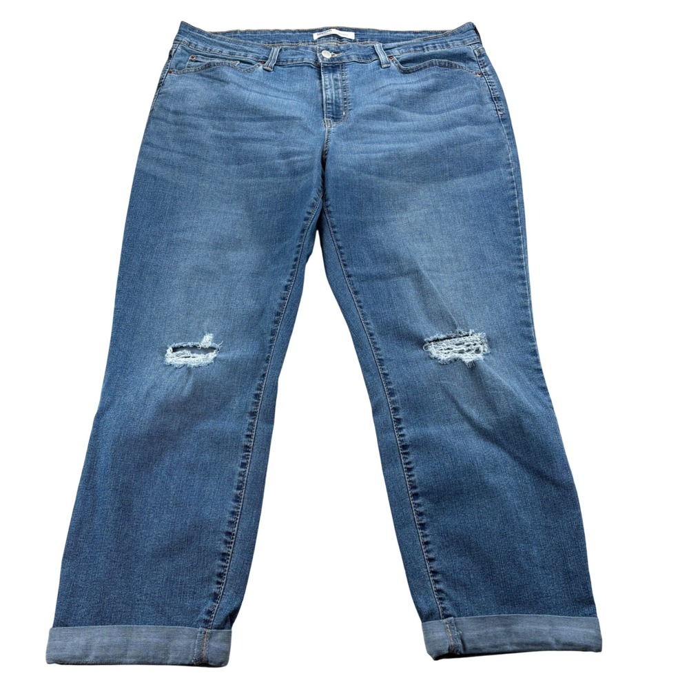 Signature by Levi Strauss & Co Boyfriend Jeans Women 18 Blue Distressed Boho 90s